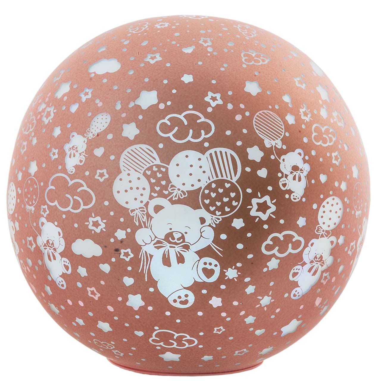 LAMPADA SFERA D. 18 GIREVOLE CON TELEC. DECORO ORSETTI ROSA